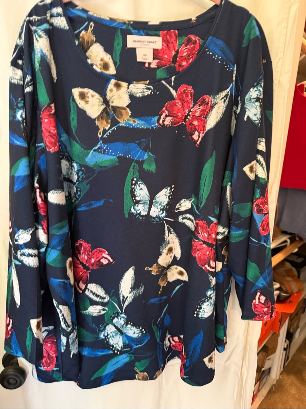 Allison Daley Navy Floral & Butterfly Long Sleeve Tunic